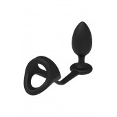 Черное эрекционное кольцо с анальной пробкой Cockstrap With Anal Plug - Dream Toys - в Димитровграде купить с доставкой