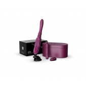 Фиолетовая секс-машина с функцией нагрева, насадками и присоской Sesh - Zalo - купить с доставкой в Димитровграде