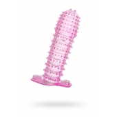 Гелевая розовая насадка с шипами - 12 см. - Toyfa Basic - в Димитровграде купить с доставкой