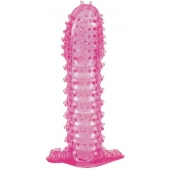 Гелевая розовая насадка с шипами - 12 см. - Toyfa Basic - в Димитровграде купить с доставкой