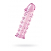 Гелевая розовая насадка на фаллос с шипами - 12 см. - Toyfa Basic - в Димитровграде купить с доставкой