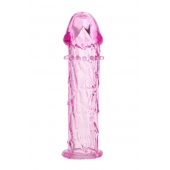 Гладкая розовая насадка с усиками под головкой - 12,5 см. - Toyfa Basic - в Димитровграде купить с доставкой