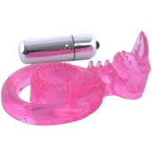 Розовая вибронасадка со стимулятор клитора   Язычок - Toyfa Basic - в Димитровграде купить с доставкой