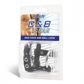 Утяжка на пенис на замочке Duo Cock And Ball Lock - BlueLine - купить с доставкой в Димитровграде
