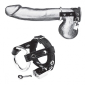 Утяжка на пенис на замочке Duo Cock And Ball Lock - BlueLine - купить с доставкой в Димитровграде