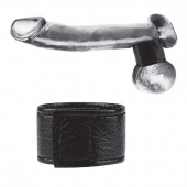 Чёрная утяжка на мошонку 1  Velcro Ball Stretcher - BlueLine - купить с доставкой в Димитровграде