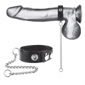 Утяжка на пенис с поводком Snap Cock Ring With 12  Leash - BlueLine - купить с доставкой в Димитровграде