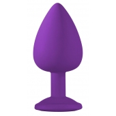 Большая фиолетовая анальная пробка Emotions Cutie Large с голубым кристаллом - 10 см. - Lola Games - купить с доставкой в Димитровграде