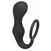 Чёрное эрекционное кольцо с анальной пробкой Double Pleasure Anal Plug - Lola Games - в Димитровграде купить с доставкой