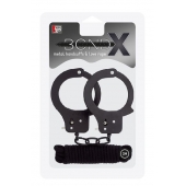 Чёрные наручники из листового металла в комплекте с веревкой BONDX METAL CUFFS LOVE ROPE SET - Dream Toys - купить с доставкой в Димитровграде