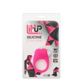 Розовое эрекционное кольцо с щеточкой LIT-UP SILICONE STIMU RING 5 - Dream Toys - в Димитровграде купить с доставкой