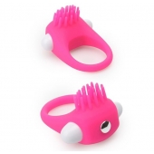 Розовое эрекционное кольцо с щеточкой LIT-UP SILICONE STIMU RING 5 - Dream Toys - в Димитровграде купить с доставкой