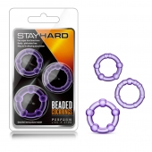 Набор из 3 фиолетовых эрекционных колец Stay Hard Beaded Cockrings - Blush Novelties - в Димитровграде купить с доставкой