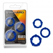 Набор из 3 синих эрекционных колец Stay Hard Beaded Cockrings - Blush Novelties - в Димитровграде купить с доставкой