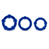 Набор из 3 синих эрекционных колец Stay Hard Beaded Cockrings - Blush Novelties - в Димитровграде купить с доставкой