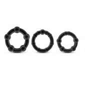 Набор из 3 чёрных эрекционных колец Stay Hard Beaded Cockrings - Blush Novelties - в Димитровграде купить с доставкой