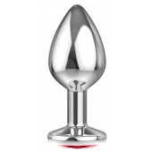 Большая серебристая анальная пробка Diamond Red Sparkle Large с красным кристаллом - 8 см. - Lola Games - купить с доставкой в Димитровграде