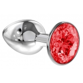 Малая серебристая анальная пробка Diamond Red Sparkle Small с красным кристаллом - 7 см. - Lola Games - купить с доставкой в Димитровграде
