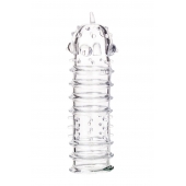 Прозрачная насадка на пенис TOYFA A-Toys с ребрами и точками - 15,3 см. - A-toys - в Димитровграде купить с доставкой