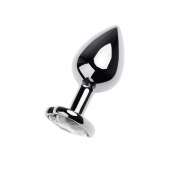 Серебристая анальная пробка с прозрачным кристаллом-сердцем - 8 см. - ToyFa - купить с доставкой в Димитровграде