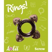 Чёрное эрекционное кольцо Rings Screw - Lola Games - в Димитровграде купить с доставкой