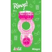 Розовое эрекционное кольцо с вибрацией Rings Ringer - Lola Games - в Димитровграде купить с доставкой