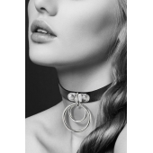 Черный чокер с двумя кольцами - Bijoux Pour Toi - купить с доставкой в Димитровграде