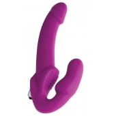 Ярко-розовый безремневой вибрострапон Evoke Vibrating Strapless Silicone Strap-on Dildo - XR Brands - купить с доставкой в Димитровграде