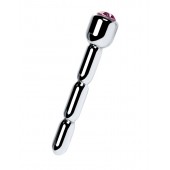 Серебристый уретральный плаг со стразом - 7 см. - ToyFa - купить с доставкой в Димитровграде