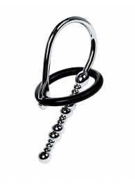 Серебристый уретральный плаг-бусины TOYFA Metal с мягким фиксириющим кольцом - ToyFa - купить с доставкой в Димитровграде