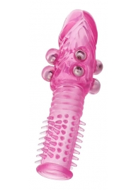Стимулирующая розовая насадка с шишечками и шипами - 13,5 см. - Toyfa Basic - в Димитровграде купить с доставкой