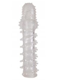 Прозрачная, закрытая насадка с шипами и точками - 13,5 см. - Toyfa Basic - в Димитровграде купить с доставкой