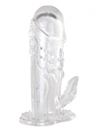 Прозрачная гелевая насадка с клиторальным отростком - 13 см. - Toyfa Basic - в Димитровграде купить с доставкой
