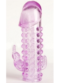 Закрытая фиолетовая насадка с 2 отростками - 13 см. - Toyfa Basic - в Димитровграде купить с доставкой