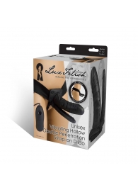 Полый страпон с двумя отростками и вибрацией Unisex Vibrating Hollow Strap-On Double Penetrating Dildo - 17,8 см. - Lux Fetish - купить с доставкой в Димитровграде