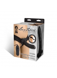 Чёрный полый страпон с вибрацией Unisex Vibrating Hollow Strap-On - 14 см. - Lux Fetish - купить с доставкой в Димитровграде