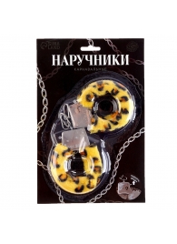 Металлические наручники с леопардовой плюшевой отделкой - Сима-Ленд - купить с доставкой в Димитровграде