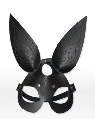 Чёрная кожаная маска с длинными ушками и эффектом тату - Sitabella - купить с доставкой в Димитровграде