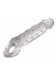 Прозразная закрытая насадка на пенис с поддержкой мошонки Clearly Ample Penis Enhancer - 22 см. - XR Brands - в Димитровграде купить с доставкой
