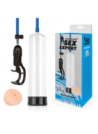 Прозрачная вакуумная помпа Sex Expert с насадкой-вагиной - Sex Expert - в Димитровграде купить с доставкой