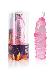 Закрытая рельефная насадка Crystal sleeve snakes в виде змеи с усиками - 14 см. - Erowoman-Eroman - в Димитровграде купить с доставкой