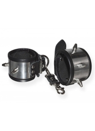 Серебристо-черные наручники с шипами и металлическим блеском - Sitabella - купить с доставкой в Димитровграде