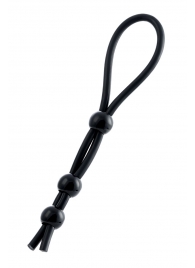 Черное лассо на пенис с тремя бусинами - A-toys - в Димитровграде купить с доставкой