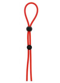Красное лассо на пенис с двумя бусинами STRETCHY LASSO CAGE - Dream Toys - в Димитровграде купить с доставкой