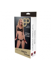 Красно-чёрные наручники на металлической цепочке - Blush Novelties - купить с доставкой в Димитровграде