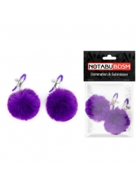 Зажимы для сосков с фиолетовым пушком - Notabu - купить с доставкой в Димитровграде