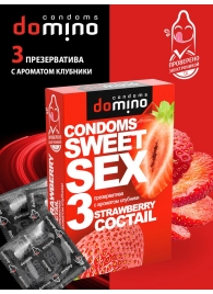 Презервативы для орального секса DOMINO Sweet Sex с ароматом клубничного коктейля  - 3 шт. - Domino - купить с доставкой в Димитровграде