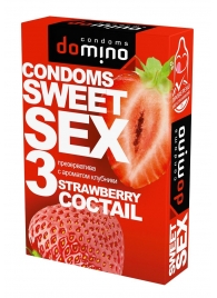 Презервативы для орального секса DOMINO Sweet Sex с ароматом клубничного коктейля  - 3 шт. - Domino - купить с доставкой в Димитровграде