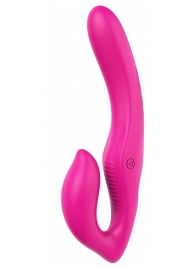 Ярко-розовый безремневой страпон REMOTE DOUBLE DIPPER - 22 см. - Dream Toys - купить с доставкой в Димитровграде