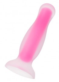 Розовая, светящаяся в темноте анальная втулка Cain Glow - 10 см. - ToyFa